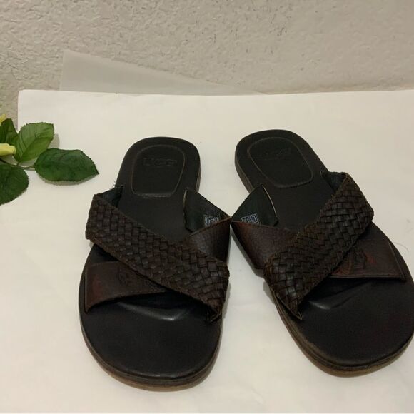 UGG Brown Braided Leather slide Sandals. Size 9/42 UGG 1007523 main image 7